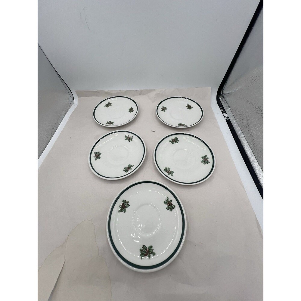 VTG Set of 5 Johnson Brothers England Holiday Holly Small 5 5/8” Plate Saucer